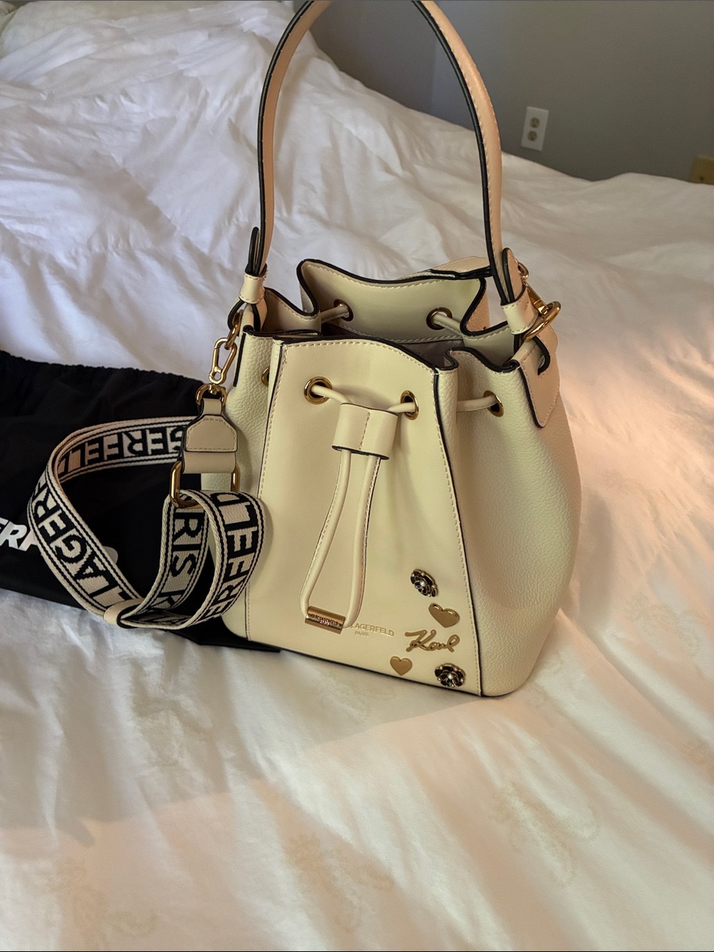 Karl Lagerfeld Adele Pin Bucket Crossbody Purse
